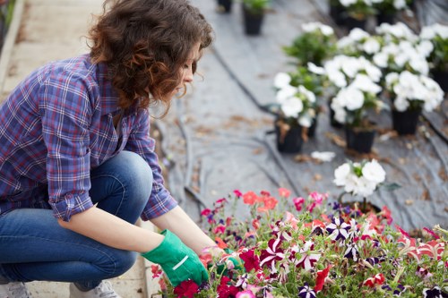 Auditor speaking with a supplier representative during a garden services site visit.